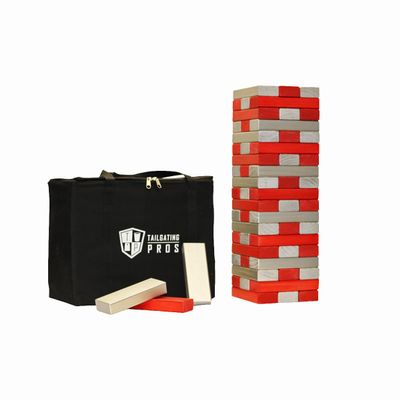 Tailgating Pros Premium Giant Toppling Timbers with Carrying Case Choose Your Team Colors! Jumbo Outdoor Yard Game, Tower Grows to Over 5 Feet!