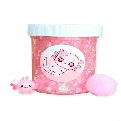 Pinky The Axolotl Clear Pigment Slime 4oz  Handmade Unscented Slime with Thick Stretchy Texture & Cute Charm Pack  Fun Sensory Toy for Ages 8+  Hoshimi Slimes