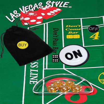 Cyber-Deals Craps Starter Kit Sets, Featuring Genuine Binions Las Vegas Casino Table-Played Craps Dice, Acrylic Dice Boat & More (Polished Dice)