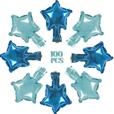 100 Pcs 5in Star Shaped Balloons Blue Foil Mylar Balloons Foil Balloon Small Decoration for Women Girls Valentine's Day Birthday Wedding Proposal Bridal Bachelorette Party Decor