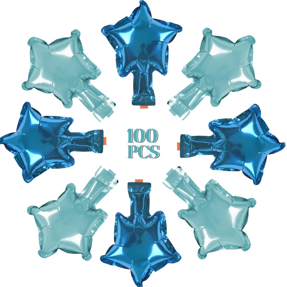 100 Pcs 5in Star Shaped Balloons Blue Foil Mylar Balloons Foil Balloon Small Decoration for Women Girls Valentine's Day Birthday Wedding Proposal Bridal Bachelorette Party Decor