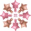 100 Pcs 5in Star Shaped Balloons Pink Rose Gold Foil Mylar Balloons Small Foil Balloon Decoration for Women Girls Valentine's Day Birthday Wedding Proposal Bridal Bachelorette Party Decor view 1