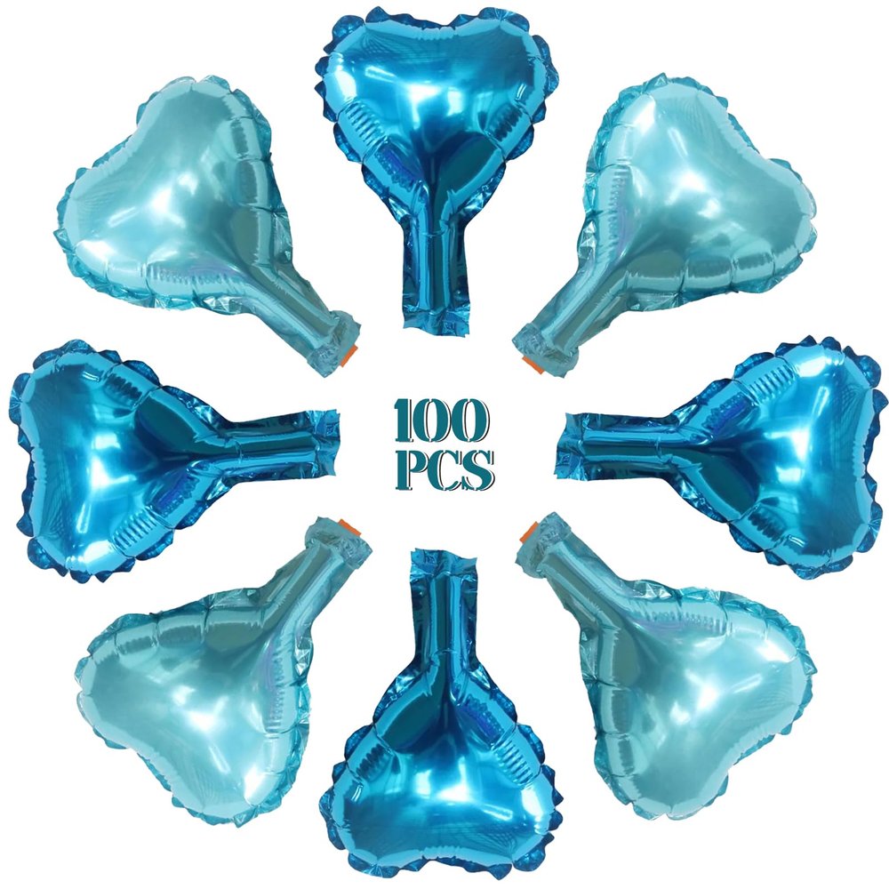 100 Pcs 5in Heart Shaped Balloons Blue Foil Mylar Balloons Foil Balloon Decoration for Women Girls Valentine's Day Birthday Wedding Proposal Bridal Bachelorette Party Decor