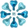 100 Pcs 5in Heart Shaped Balloons Blue Foil Mylar Balloons Foil Balloon Decoration for Women Girls Valentine's Day Birthday Wedding Proposal Bridal Bachelorette Party Decor view 1