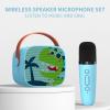Snowall Mini Karaoke Machine for Kids, Portable Bluetooth Speaker with Wireless MicrophoneKids Music Player Toys for Girls and Boys,3,4, 5, 6, 7, 8+ Years Old, Teens Birthday (Green-Dinosaur) view 2
