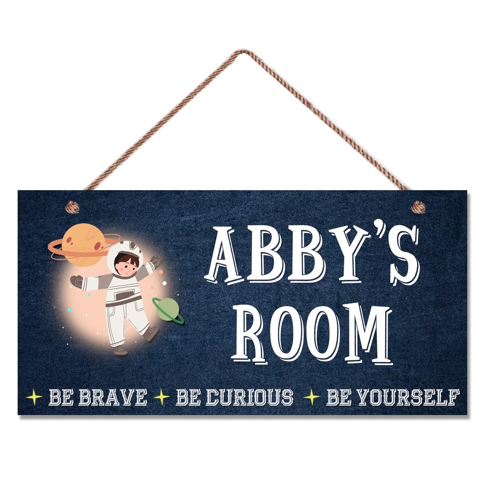 Personalized Sign Cute Astronaut, Be Kind, Be Brave, Be Yourself, For Kids Room Door Wall Art Decor Baby Bedroom Outer Space Decoration Space Theme Signs Birthday Party Gifts