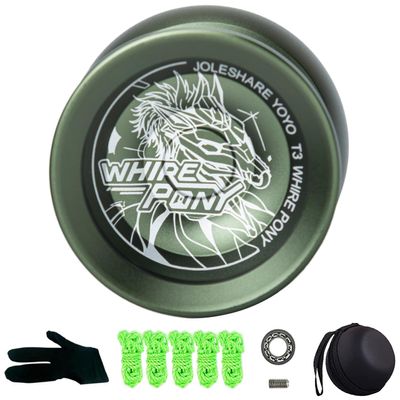 Professional Responsive Yoyo, Aluminum Yo Yo for Kids Beginner, Replacement Unresponsive Ball Bearing for Advanced Yoyo Players + 1 Glove + 5 Yoyo Strings + 1 Ball Bag (Green)