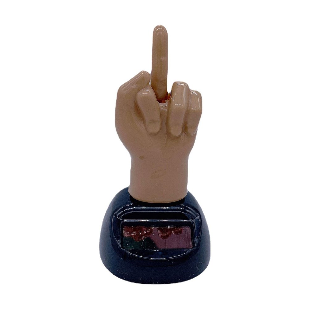Middle Finger Car Ornament Funny Solar Powered Dancing Mid Finger Shaking Toy Car Interior Decoration for Automobiles Dashboard Room Desktop