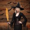 Cotiny 6 Set Halloween Witch Brooms and 6 Pcs Witch Hats Halloween Witch Broomstick and Wizard Hat for Halloweens Witchs Costume Accessories view 4
