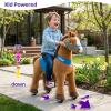 PonyCycle Ride on Horse Toys for Kids Riding Brown Horse Rocking Horse Essential Model E (with Brake/ 35.4" Height/Size 4) Ride-on Pony Giddy up Walking Mechanical Pony Plush Animal with Wheels E437 view 2