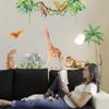 SUPERDANT Tropical Plants Animals Wall Stickers Lion Giraffe Elephant Cheetah Parrot Decals Vine Coconut Tree Sticker for Kids Nursery Bedroom Living Room DIY Art Home Decor Murals view 3