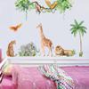 SUPERDANT Tropical Plants Animals Wall Stickers Lion Giraffe Elephant Cheetah Parrot Decals Vine Coconut Tree Sticker for Kids Nursery Bedroom Living Room DIY Art Home Decor Murals view 4