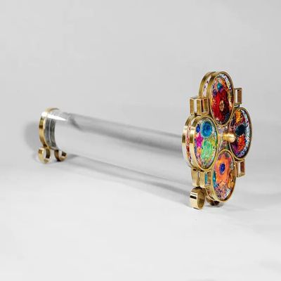 Angel Nautical Store Kaleidoscope Brass Vintage Antique Wood Gift Wheel Handmade Stand Van Double Cort Glass Wooden Stained Box Case and Collectible Base