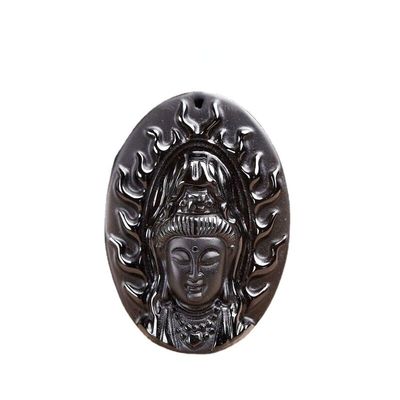 1pc Trendy Mascot Lucky Zodiac Monkey Sheep Temperament Natural Obsidian Pendant Necklace Decorative Accessories For Holiday Party Gift Men Accessories (Black)