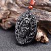 1pc Trendy Mascot Lucky Zodiac Monkey Sheep Temperament Natural Obsidian Pendant Necklace Decorative Accessories For Holiday Party Gift Men Accessories (Black) view 3
