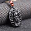 1pc Trendy Mascot Lucky Zodiac Monkey Sheep Temperament Natural Obsidian Pendant Necklace Decorative Accessories For Holiday Party Gift Men Accessories (Black) view 4