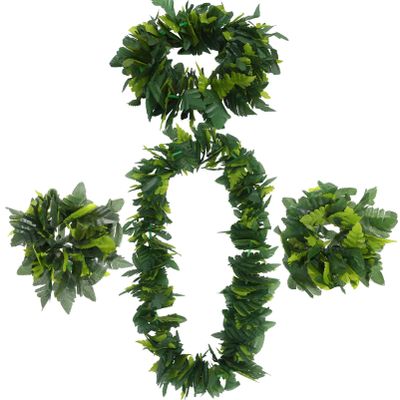 Abaodam Hawaiian Party Leis 4 Packs Hawaiian Leaves Headband Necklaces Bracelet Hawaiian Luau Party for Hawaii Decorations, Beach Theme Party Decorations Luau Leis