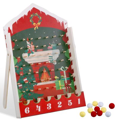 Fulmoon Christmas Party Disk Drop with 8 Disks Christmas Wood Board for Xmas Party Supply Holiday Decoration