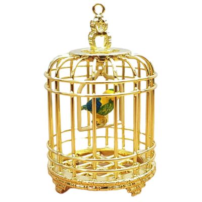 Balacoo Vintage Dollhouse Birdcage: 1:12 Scale Miniature Bird Cage Ornament, Miniature Dollhouse Accessories (Golden)