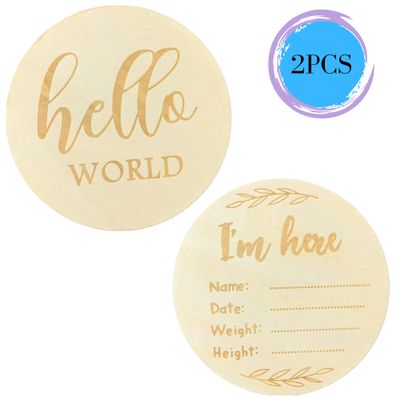 2 pcs Wooden Baby Announcement Sign, Birth Announcement, Photo Prop Baby