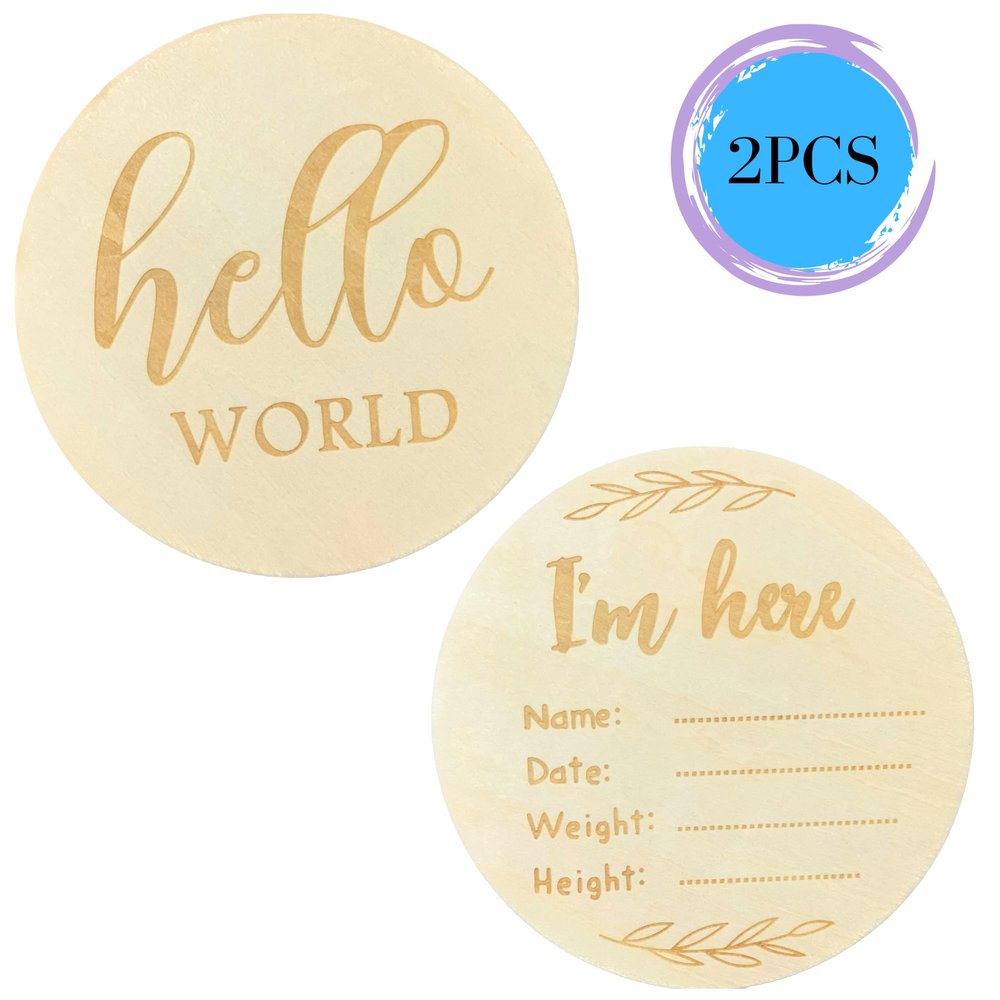2 pcs Wooden Baby Announcement Sign, Birth Announcement, Photo Prop Baby
