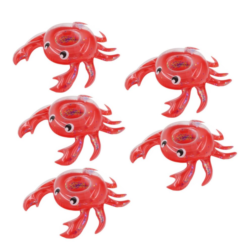 5pcs Inflatable Crab Drink Floats Fun Pool Beverage Holders Cute Cartoon for Boys and Girls Easy Inflate for Pool Parties and Beach Use