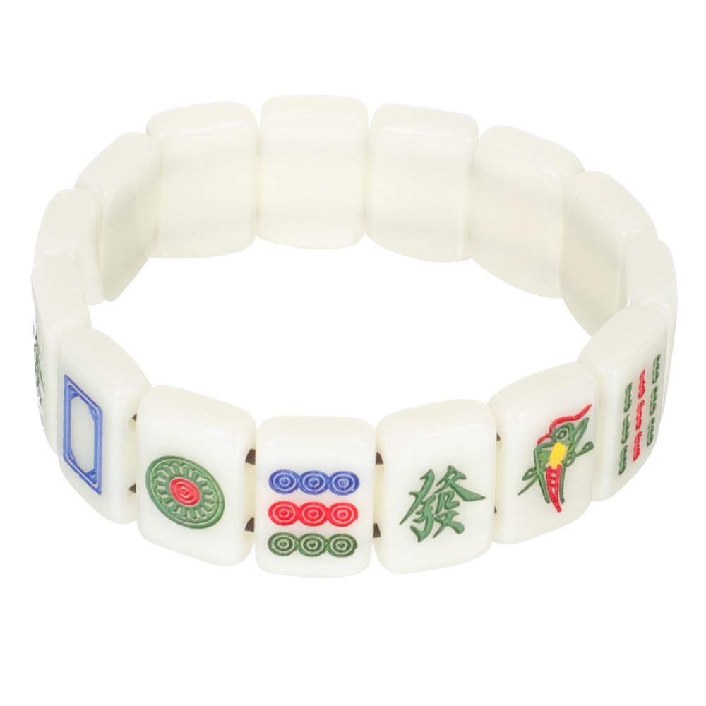 Toyvian Mahjong Bracelet for Couples Creative Mahjong Stretchy Jewelry Lightweight Design for Valentine Day Christmas