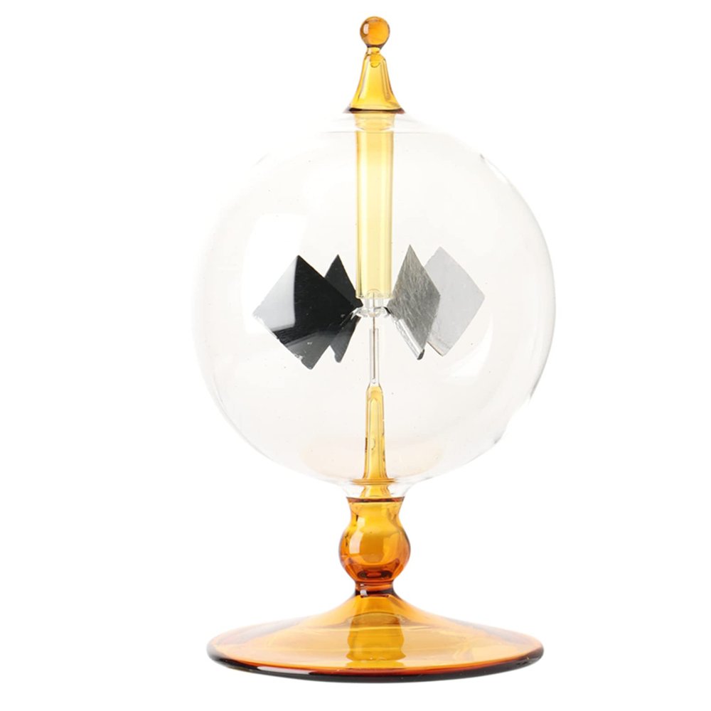 Solar Power Crookes Radiometer Sun Light Energy 4 Blades Rotating Glass Windmill(Yellow)
