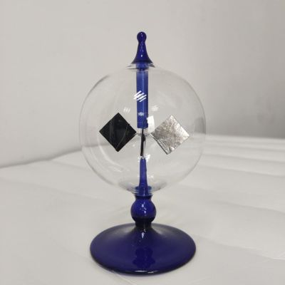 Solar Powered Crookes Radiometer Light Mill,4 Blades Rotating Glass Windmill/Educational Teaching Study Tool/Office Home (Blue)