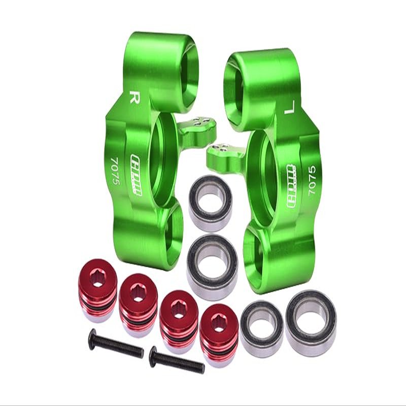 Aluminum 7075-T6 Front Knuckle Arms (Large Bearing Design) for Arrma 1:10 SENTON / 1:8 Talion/Typhon / 1:7 Infraction/Limitless/Mojave/FIRETEAM/Mojave EXB/Felony V2 Upgrades - Green