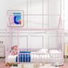 House Fence Floor Bed, Metal Full Size House-Shaped Fence Bed Frame with Roof and Fence, Full Bed House Bed Playhouse Bed for Kids, Bedroom Furniture Toddler Bed Fence Bed (Pink House Fence Bed) view 3