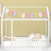House Fence Floor Bed, Metal Full Size House-Shaped Fence Bed Frame with Roof and Fence, Full Bed House Bed Playhouse Bed for Kids, Bedroom Furniture Toddler Bed Fence Bed (White House Fence Bed) view 3