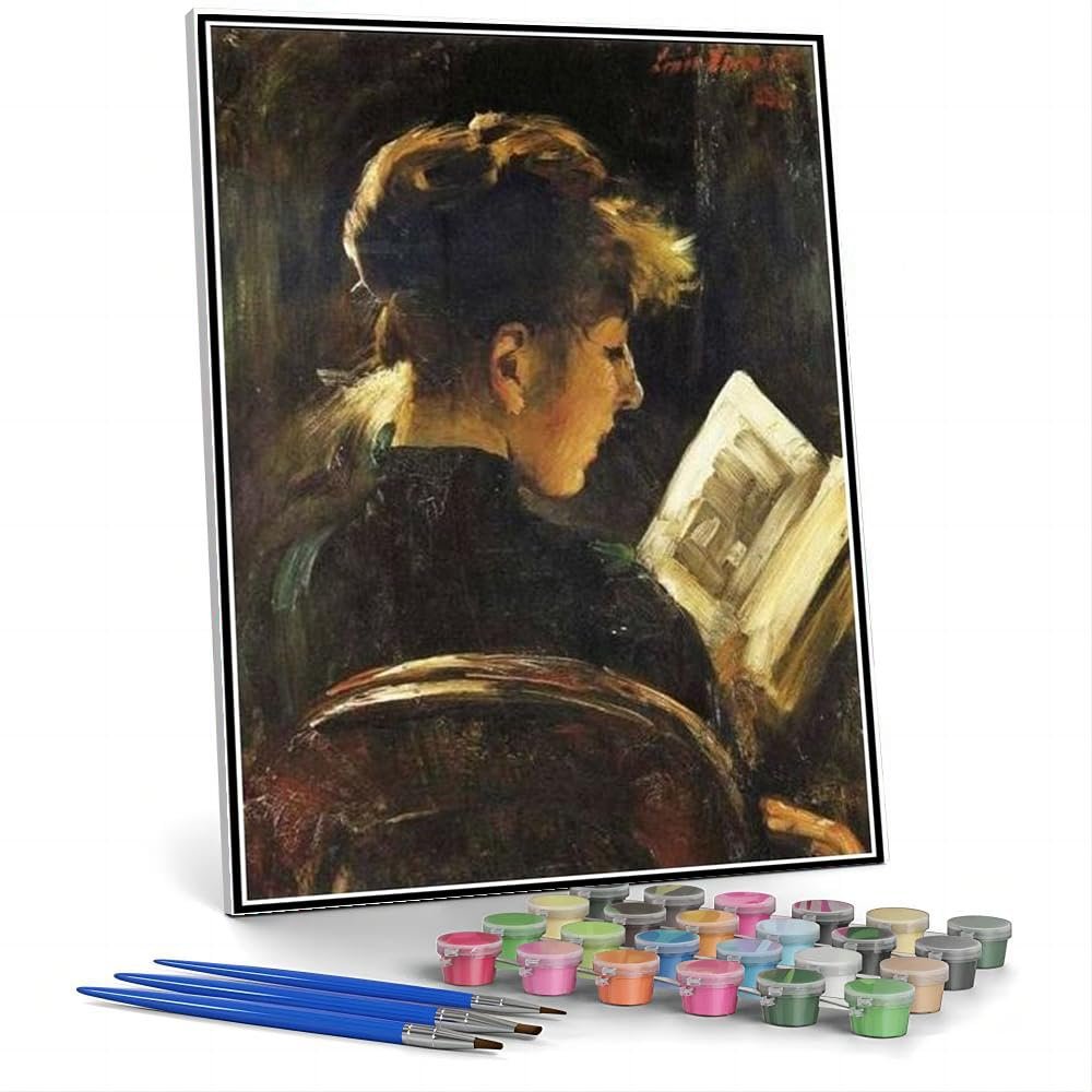 DIY Oil Painting Kit,Reading Woman Painting by Lovis Corinth DIY Oil Painting Paint by Number Kits