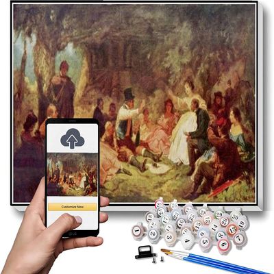 DIY Oil Painting Kit,The Picnic Painting by Carl Spitzweg Paint by Number Kit On Canvas for Beginners