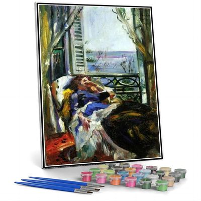 DIY Oil Painting Kit,Woman in A Deck Chair by The Window Painting by Lovis Corinth Paint by Number Kit On Canvas for Beginners
