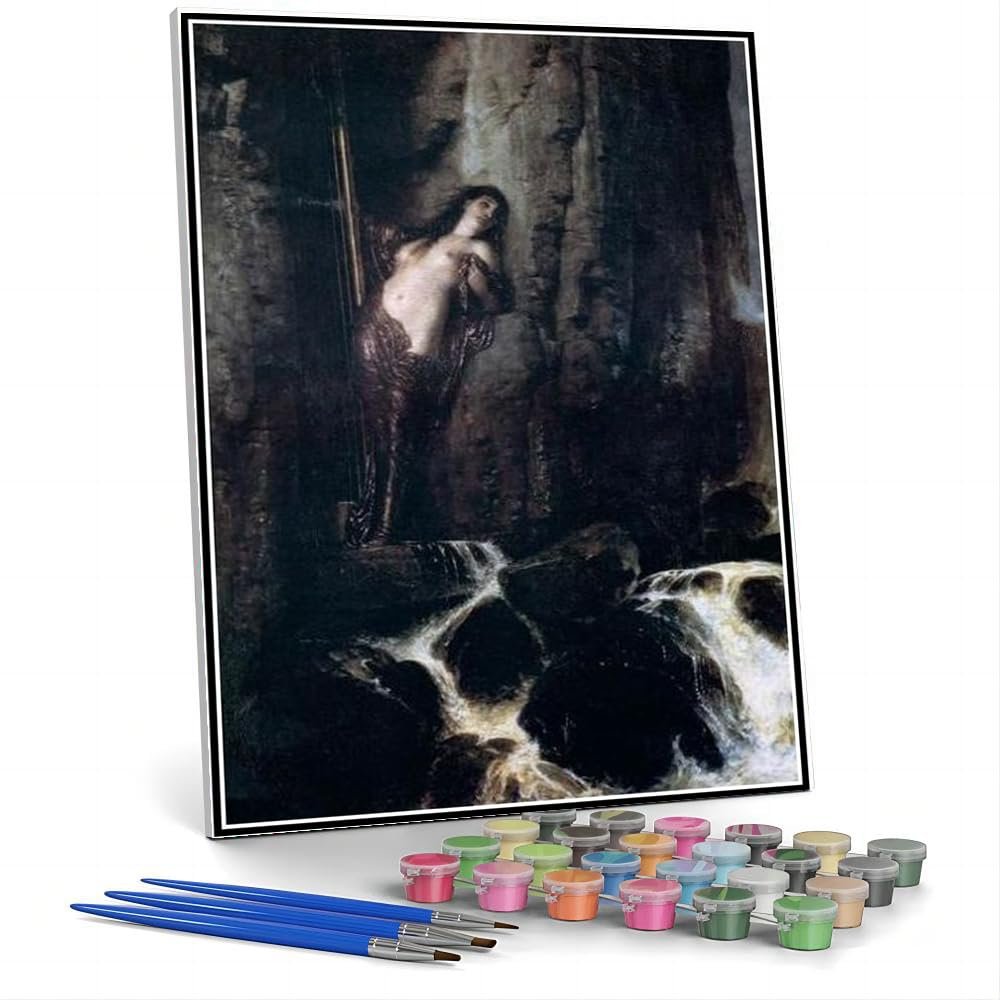 DIY Oil Painting Kit,The Surf Painting by Arnold Bocklin Paint by Numbers Kit for Kids and Adults