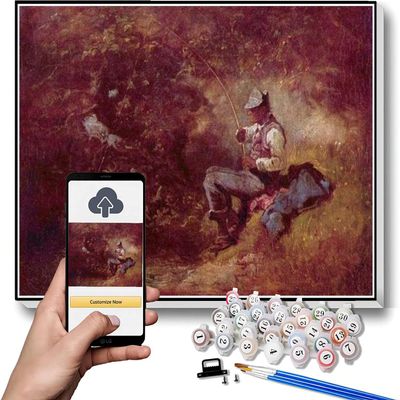 DIY Oil Painting Kit,The Fisherman Painting by Carl Spitzweg DIY Oil Painting Paint by Number Kits