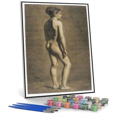 DIY Oil Painting Kit,Academy of Young Woman Painting by Eugene Delacroix DIY Oil Painting Paint by Number Kits