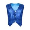 ACSUSS Kids Boys Sparkle Sequins Vest Waistcoat Jacket Hip-Hop Jazz Modern Dance Choir Performance Costume Blue 14-15 Years view 1