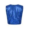 ACSUSS Kids Boys Sparkle Sequins Vest Waistcoat Jacket Hip-Hop Jazz Modern Dance Choir Performance Costume Blue 14-15 Years view 2