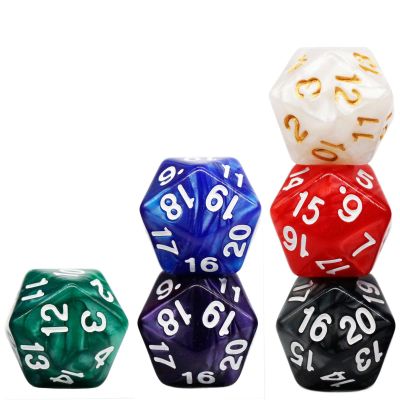 6 Pieces 20 Sided DND Dice,D20 Polyhedral Dice,22mm Pearl Color Dices Assortment D20 Dice,20 Sided Cube D&D Dice Set for Dungeons and Dragons, RPG, MTG Table Games(6 Colours)