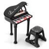 HONEY JOY Classical Kids Piano, 31-Key Toy Mini Grand Piano with Music Stand & Stool, Portable Electronic Educational Musical Instrument Toy w/ Microphone, Lights, Gift for Kids (Black, 31 Keys) view 1