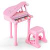 Honey Joy Classical Kids Mini Grand Piano w/ Music Stand & Stool, Portable Electronic Piano Educational Musical Instrument Toy w/ Microphone, Lights, Gift for Kids (Pink, 31 Keys) view 1