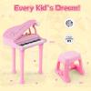 Honey Joy Classical Kids Mini Grand Piano w/ Music Stand & Stool, Portable Electronic Piano Educational Musical Instrument Toy w/ Microphone, Lights, Gift for Kids (Pink, 31 Keys) view 3