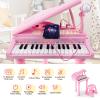 Honey Joy Classical Kids Mini Grand Piano w/ Music Stand & Stool, Portable Electronic Piano Educational Musical Instrument Toy w/ Microphone, Lights, Gift for Kids (Pink, 31 Keys) view 4