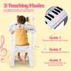 HONEY JOY Classical Kids Piano, 31-Key Toy Mini Grand Piano with Music Stand & Stool, Portable Electronic Educational Musical Instrument Toy w/ Microphone, Lights, Gift for Kids (White, 31 Keys) view 2