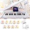 HONEY JOY Classical Kids Piano, 31-Key Toy Mini Grand Piano with Music Stand & Stool, Portable Electronic Educational Musical Instrument Toy w/ Microphone, Lights, Gift for Kids (White, 31 Keys) view 4