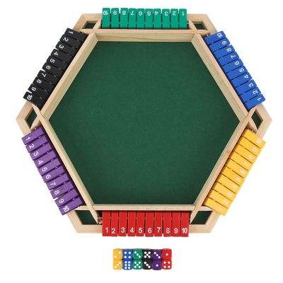 Alomejor Wooden Shut The Box Dice Game for 6 Players - Multiplayer Tabletop Game with 12 Dice