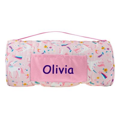 Nap Mat - Personalized Kids Naptime Mat - Rainbow Unicorn Print - Blanket and Pillow Sleeping Pads with Custom Name