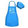XIMEYAA Kids Apron And Chef Hat Set With Pockets Child Apron For Boys Girl Cooking Kitchen Children Aprons Adjustable Tie (Blue) view 1